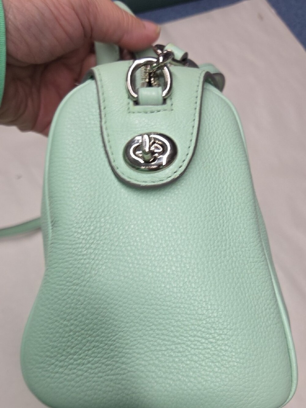 Coach Mint Green Mini Bennett Pebbled Leather Satchel with Strap - Picture 4 of 9